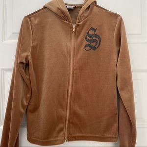 Y2K Hoodie Velour Track Jacket  Size M